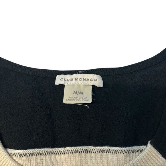 Club Monaco Sz M Lightweight Colorblock Sweater Cream Black Wool Nautical Preppy - Picture 3 of 7
